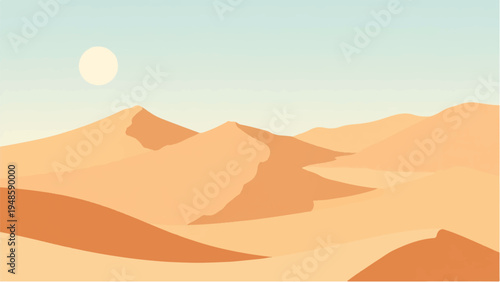 Desert landscape background. Illustration of a desert landscape. Desert dunes. 