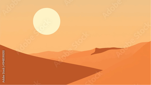Desert landscape background. Illustration of a desert landscape. Desert dunes. 
