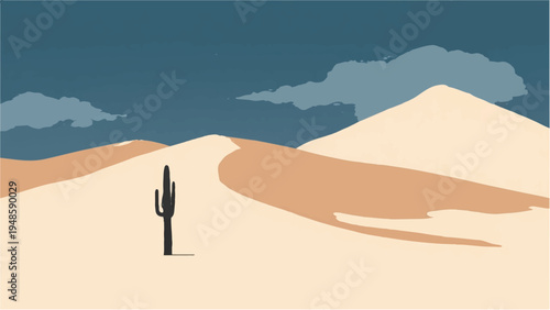 Desert landscape background. Illustration of a desert landscape. Desert dunes. 
