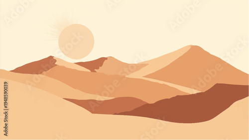 Desert landscape background. Illustration of a desert landscape. Desert dunes. 