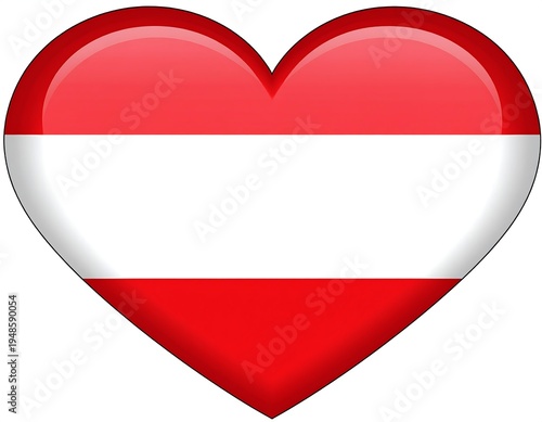 Free Download Glossy heart divided into red, white, and red horizontal stripes. A symbol of love and unity - GFXLoad