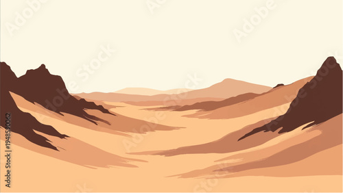 Desert landscape background. Illustration of a desert landscape. Desert dunes. 