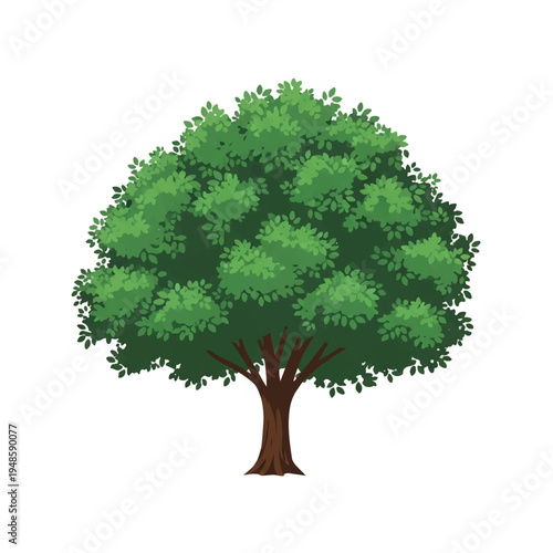 Green Tree with Brown Trunk Illustration.