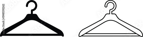 Clothes Hanger Silhouette And Outline Icon Set Vector
