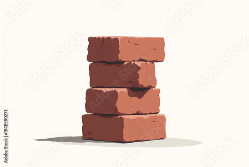 A stack of bricks. Illustration of a stack of bricks on a white background. 