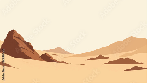 Desert landscape background. Illustration of a desert landscape. Desert dunes. 