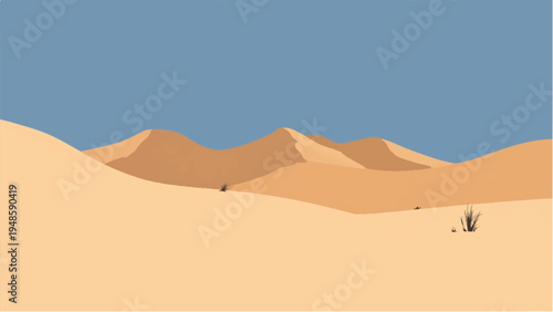 Desert landscape background. Illustration of a desert landscape. Desert dunes. 