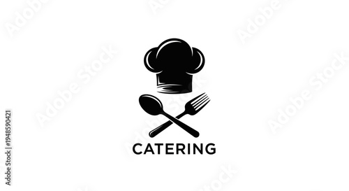 Chef Hat and Crossed Utensils Logo for Catering Business