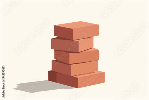 A stack of bricks. Illustration of a stack of bricks on a white background. 