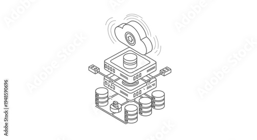 Cloud Computing Data Storage Server Network Technology Icon