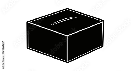 Black Ballot Box with Slot for Voting or Suggestions - Isolated on White Background