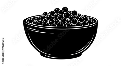 Black Bowl Filled with Fresh Blueberries - Healthy Food Ingredient