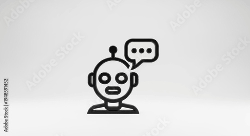 Chatbot Icon with Speech Bubble, AI Assistant, Digital Communication Concept