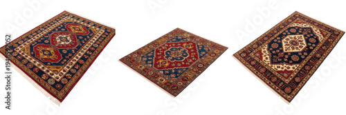 Photos Set and collection of traditional persian rugs and oriental carpets with ethnic