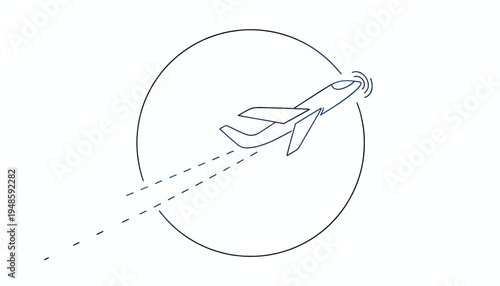 Airplane Flying Through Circular Orbit Path, Aviation Concept