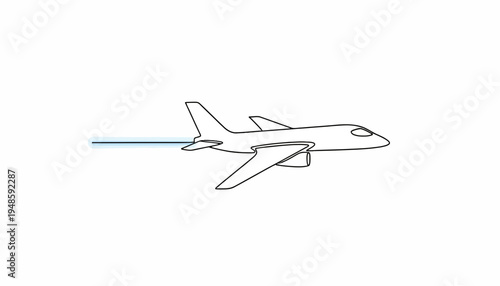 Airplane Flying with Blue Contrail