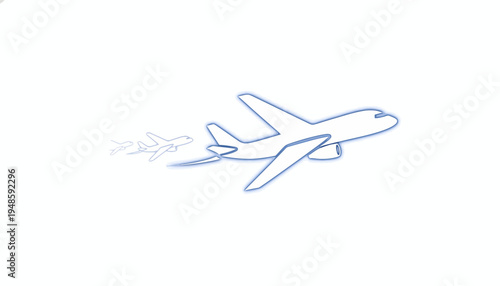 Airplane Line Art: Modern Jet Flying with Motion Trails, Minimalist Travel Concept