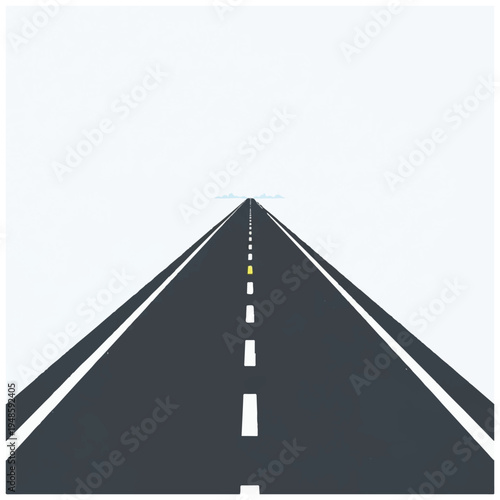 Straight Highway Road with White Markings 1.