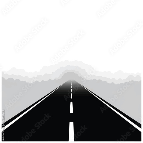 Straight Highway Road with White Markings.