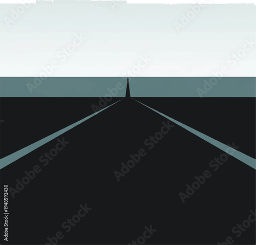 Straight Road with Lines and Distant Object.