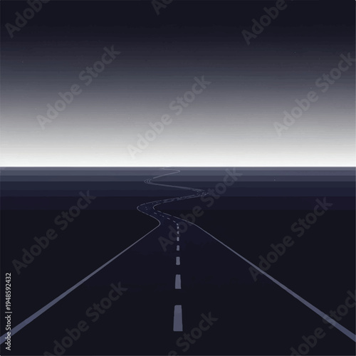 Straight Road with White Lane Markings.