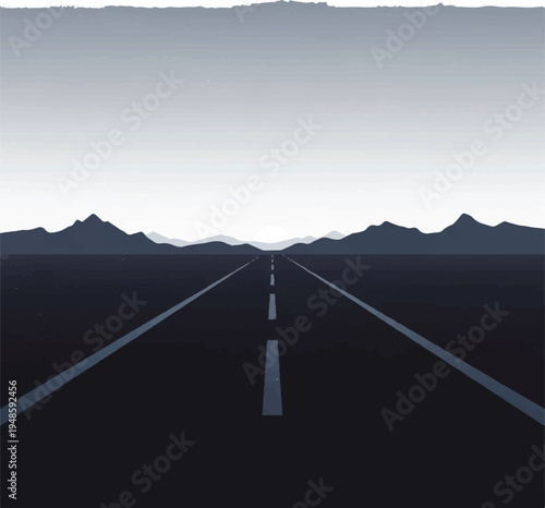 Straight Highway Road with Mountains.