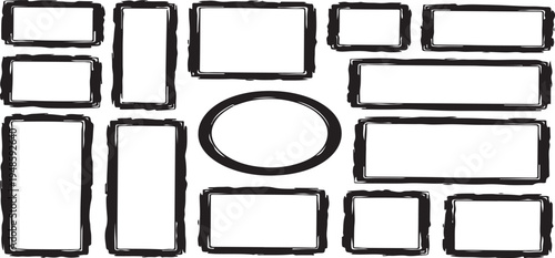 A collection of variously shaped and sized rectangles and a circle