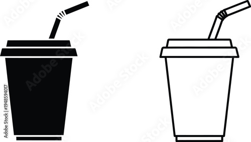 Disposable Coffee Cup Icon Set Vector