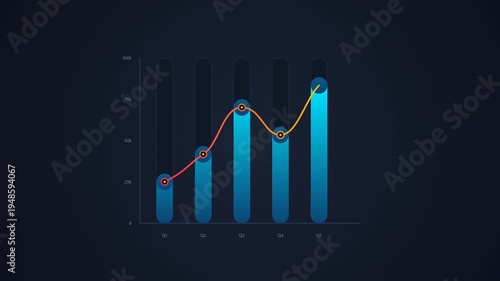 Business data analysis graph chart.