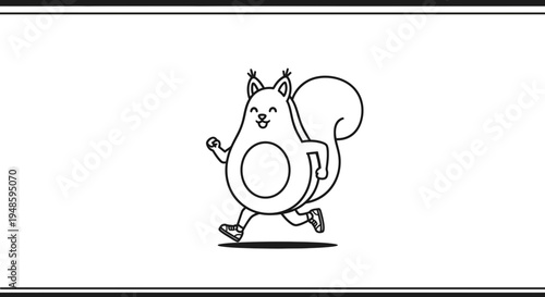 Cute Cartoon Squirrel Running, Healthy Lifestyle, Fitness, Vector Illustration