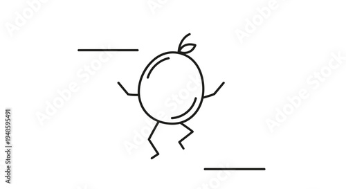 Cartoon Orange Character Running Up Stairs, Healthy Lifestyle Concept