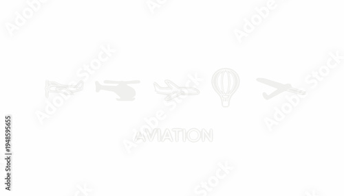 Aviation Icons: Airplane, Helicopter, Hot Air Balloon, and More - Transport Concept