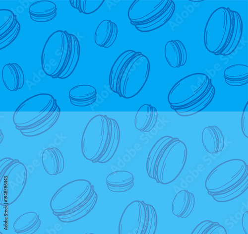 Macaron Seamless Pattern. French Dessert Illustration. Handdrawn Sweet Pastry. Repeating Bakery Background. Decorative Packaging Textile Design.