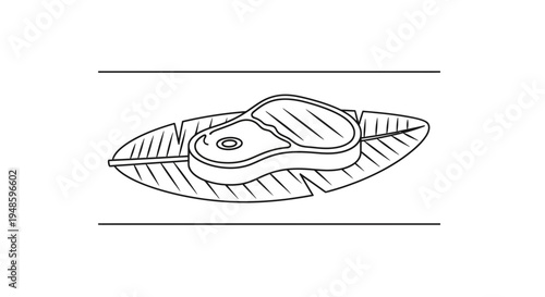 Raw Steak on Banana Leaf: Gourmet Food Preparation and Healthy Eating Concept