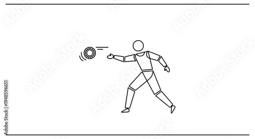 Robot throwing a frisbee in a minimalist white space