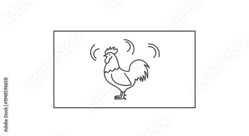 Rooster Crowing at Sunrise, Farm Animal Sound Illustration
