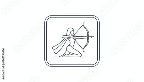 Sagittarius Zodiac Sign Archer Woman Line Art Icon