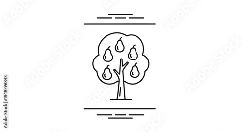 Pear Tree Icon Outline Vector Illustration