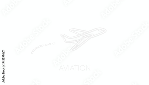 Minimalist Airplane Icon with Contrail, Aviation Concept, White Background