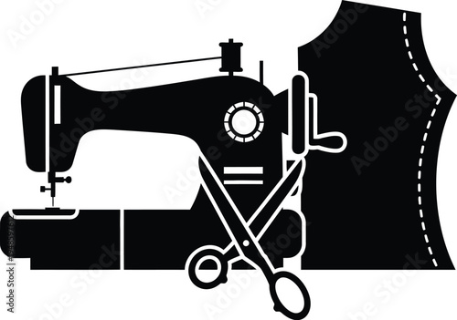 Classic sewing machine with tailored garment needle thread scissors