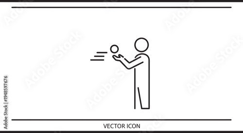Juggling Icon: Person Tosses Ball, Motion Lines, Simple Line Art