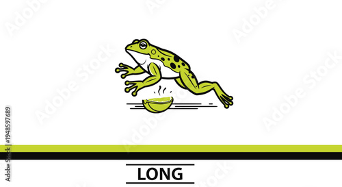 Jumping Frog Leaping Over Lime Slice - Funny Cartoon Animal Illustration