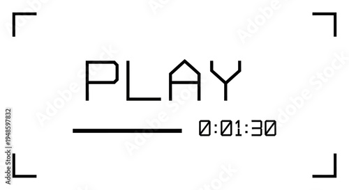 Modern play button interface with timer on white background
