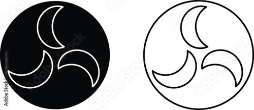 Triple Moon Symbol Vector Icon Set Vector