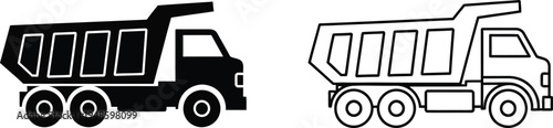Dump Truck Icon Set Vector