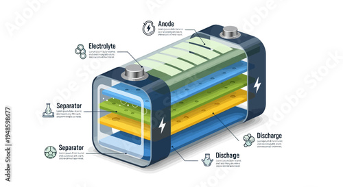 Battery Cross Section Diagram: Anode, Electrolyte, Separator, Discharge Explained
