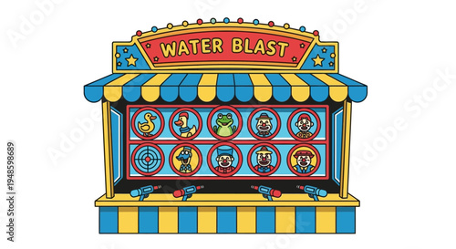 Carnival Water Blast Game Stall with Targets and Water Guns