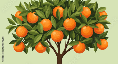 Vibrant Orange Tree Laden with Ripe Fruits and Lush Green Leaves