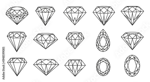 Collection of Various Diamond Cuts and Shapes.
