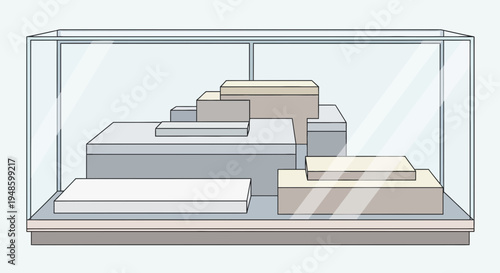 Display Case with Tiered Pedestals for Exhibition.